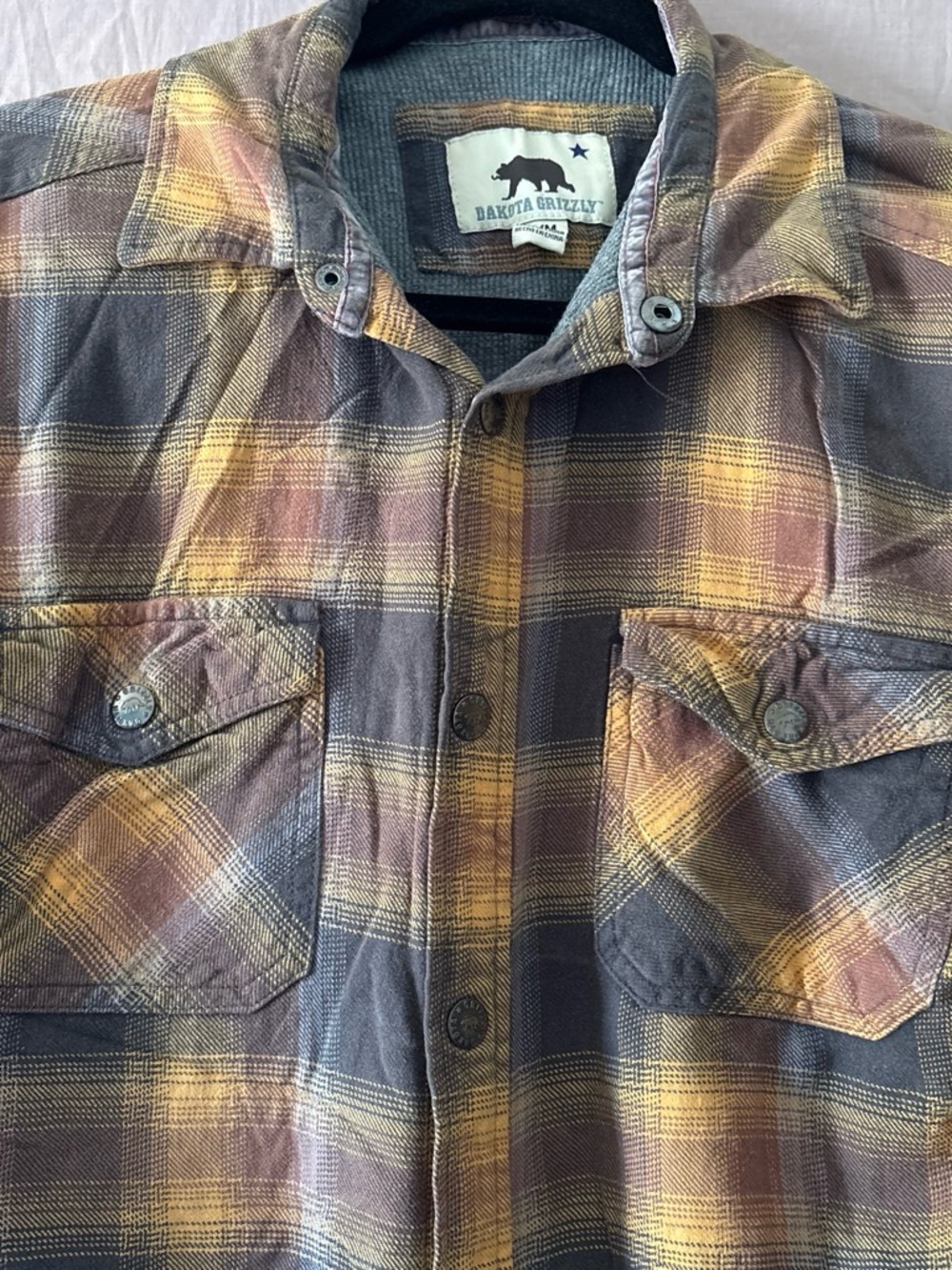 Dakota Grizzly Men's Yellow & Gray Plaid Lightweight Shirt Jacket